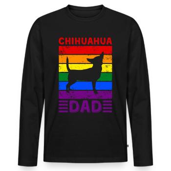 Chihuahua Dad LGBTQ Drapeau arc-en-ciel - T-shirt manches longues Premium bio Homme - noir - Devant - Nico (187cm)