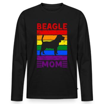 Beagle Mom LGBTQ Drapeau arc-en-ciel - T-shirt manches longues Premium bio Homme - noir - Devant - Nico (187cm)