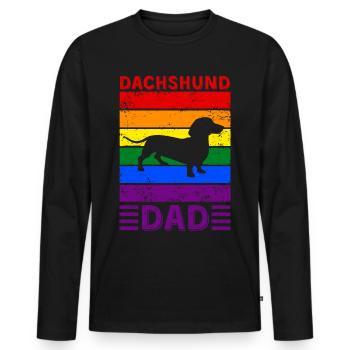 Dachshund Dad LGBTQ Rainbow Flag - Men's Premium Organic Long Sleeve Shirt - black - Front - Nico (187cm)