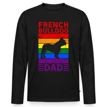 French-bulldog Dad LGBTQ Rainbow Flag - Men's Premium Organic Long Sleeve Shirt - black - Front - Nico (187cm)