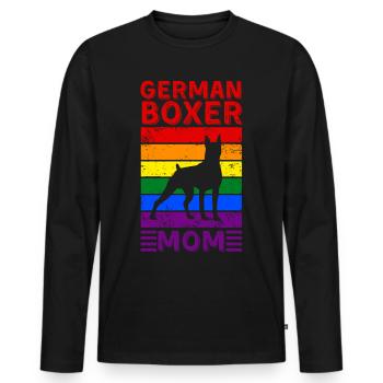 Drapeau arc-en-ciel LGBTQ de la boxeuse allemande - T-shirt manches longues Premium bio Homme - noir - Devant - Nico (187cm)