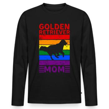 Golden-retriever Mom LGBTQ Rainbow Flag - Men's Premium Organic Long Sleeve Shirt - black - Front - Nico (187cm)