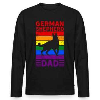 German-shepherd Dad LGBTQ Rainbow Flag - Men's Premium Organic Long Sleeve Shirt - black - Front - Nico (187cm)
