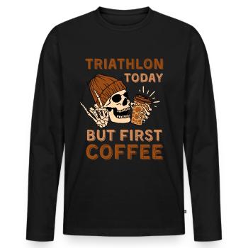 Coffee Triathlon skeleton - Men's Premium Organic Long Sleeve Shirt - black - Front - Nico (187cm)