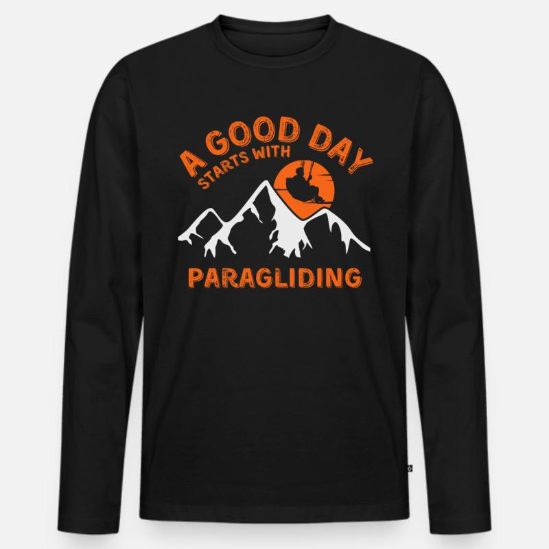 Gleitschirmfliegen - Männer Premium Bio Langarmshirt - Schwarz