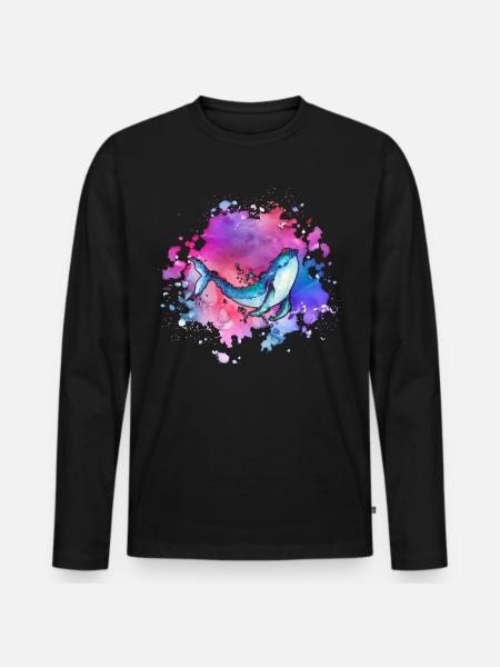 Whale earth-day ocean-day - Men's Premium Organic Long Sleeve Shirt - black