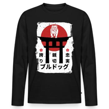 Kanji Bulldog Japon - T-shirt manches longues Premium bio Homme - noir - Devant - Nico (187cm)
