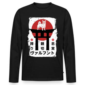 Chien suédois-vallhund Japon kanji - T-shirt manches longues Premium bio Homme - noir - Devant - Nico (187cm)