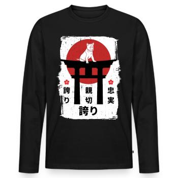 Basenji Hund Japan Kanji - Männer Premium Bio Langarmshirt - Schwarz - Vorne - Nico (187cm)