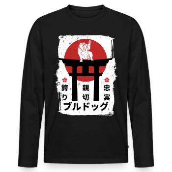 Kanji Bulldog Japon - T-shirt manches longues Premium bio Homme - noir - Devant - Nico (187cm)
