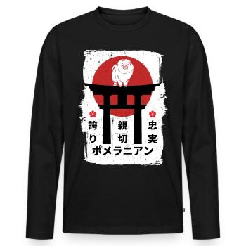 Pommerscher Hund Japan Kanji - Männer Premium Bio Langarmshirt - Schwarz - Vorne - Nico (187cm)