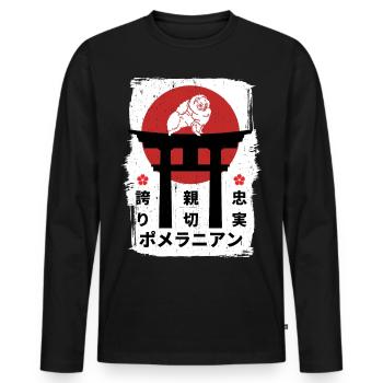 Pommerscher Hund Japan Kanji - Männer Premium Bio Langarmshirt - Schwarz - Vorne - Nico (187cm)