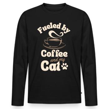 Coffee Cat lover - Men's Premium Organic Long Sleeve Shirt - black - Front - Nico (187cm)