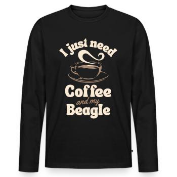 Coffee Beagle lover - Men's Premium Organic Long Sleeve Shirt - black - Front - Nico (187cm)