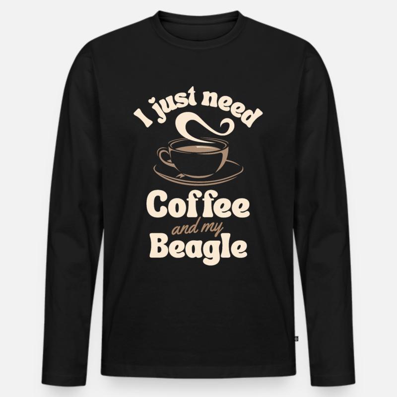 Kaffee Beagle Liebhaber - Männer Premium Bio Langarmshirt - Schwarz