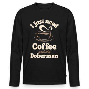 Amateur de café Doberman - T-shirt manches longues Premium bio Homme - noir - Devant - Nico (187cm)
