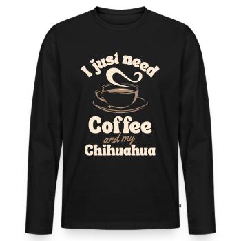 Coffee Chihuahua lover - Men's Premium Organic Long Sleeve Shirt - black - Front - Nico (187cm)