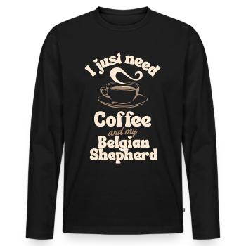 Coffee Belgian-shepherd lover - Men's Premium Organic Long Sleeve Shirt - black - Front - Nico (187cm)