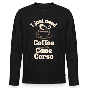 Coffee Cane-corso lover - Men's Premium Organic Long Sleeve Shirt - black - Front - Nico (187cm)