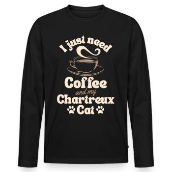 Coffee Chartreux lover - Men's Premium Organic Long Sleeve Shirt - black - Front - Nico (187cm)