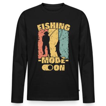 Pêche rétro - T-shirt manches longues Premium bio Homme - noir - Devant - Nico (187cm)