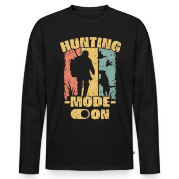 Chasse rétro - T-shirt manches longues Premium bio Homme - noir - Devant - Nico (187cm)