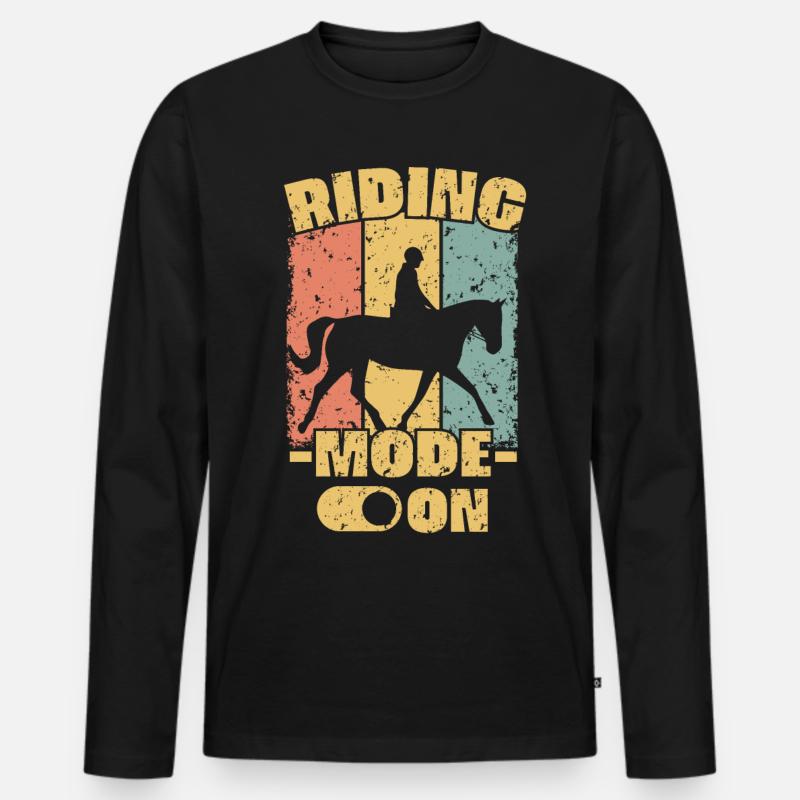 Reiten Retro - Männer Premium Bio Langarmshirt - Schwarz