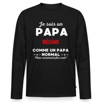 Je suis un Papa MÉCANO - T-shirt manches longues Premium bio Homme - noir - Devant - Nico (187cm)