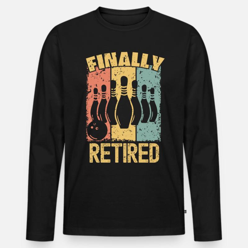 Bowling Ruhestand Retro - Männer Premium Bio Langarmshirt - Schwarz