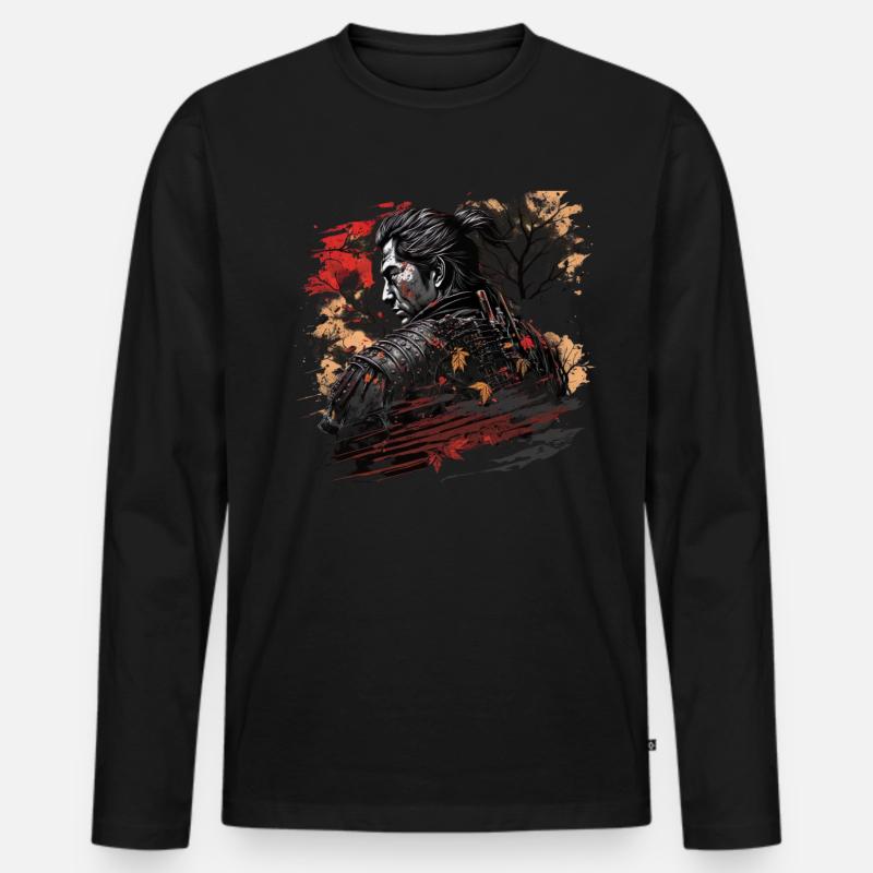 Samurai Japan Kultur - Männer Premium Bio Langarmshirt - Schwarz