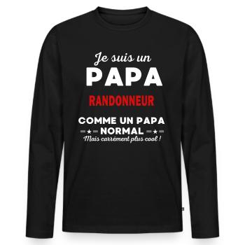 Je suis un Papa RANDONNEUR - T-shirt manches longues Premium bio Homme - noir - Devant - Nico (187cm)