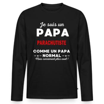 Je suis un Papa PARACHUTISTE - T-shirt manches longues Premium bio Homme - noir - Devant - Nico (187cm)