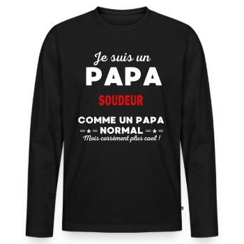 Je suis un Papa SOUDEUR - T-shirt manches longues Premium bio Homme - noir - Devant - Nico (187cm)