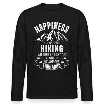 Wandern mit Labrador - Männer Premium Bio Langarmshirt - Schwarz - Vorne - Nico (187cm)