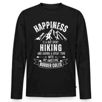 Hiking and Border Collie lover - Men's Premium Organic Long Sleeve Shirt - black - Front - Nico (187cm)