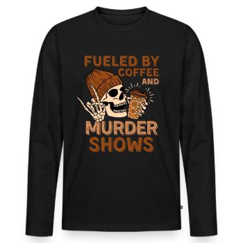 Cafés et spectacles de meurtre - T-shirt manches longues Premium bio Homme - noir - Devant - Nico (187cm)