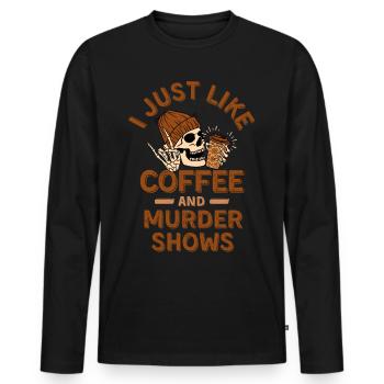Cafés et spectacles de meurtre - T-shirt manches longues Premium bio Homme - noir - Devant - Nico (187cm)