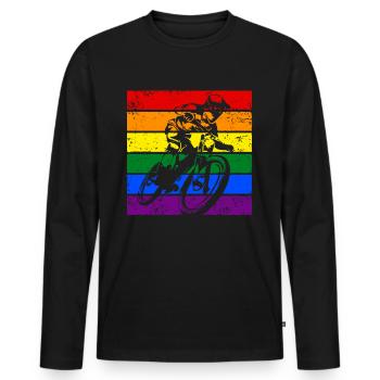Descente LGBTQ VTT - T-shirt manches longues Premium bio Homme - noir - Devant - Nico (187cm)