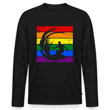 Surfen mit LGBTQ - Männer Premium Bio Langarmshirt - Schwarz - Vorne - Nico (187cm)