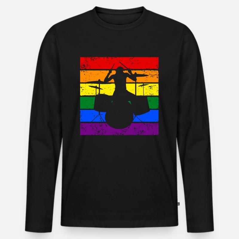 Trommeln LGBTQ - Männer Premium Bio Langarmshirt - Schwarz