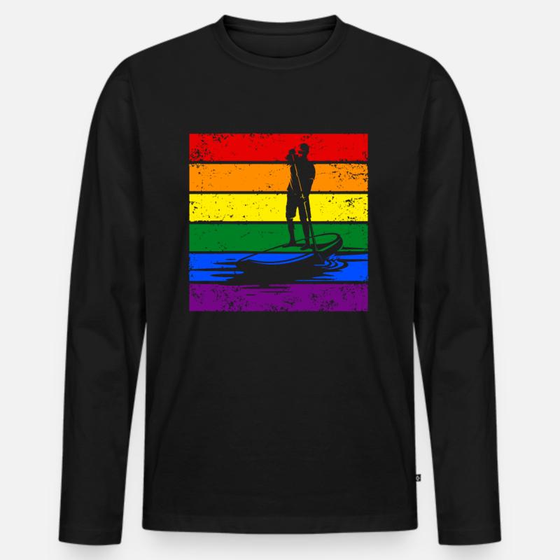 Paddleboard LGBTQ - Männer Premium Bio Langarmshirt - Schwarz