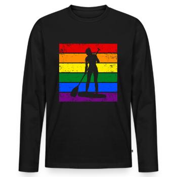 Paddleboard LGBTQ - Männer Premium Bio Langarmshirt - Schwarz - Vorne - Nico (187cm)