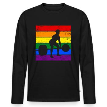 Gewichtheben LGBTQ - Männer Premium Bio Langarmshirt - Schwarz - Vorne - Nico (187cm)