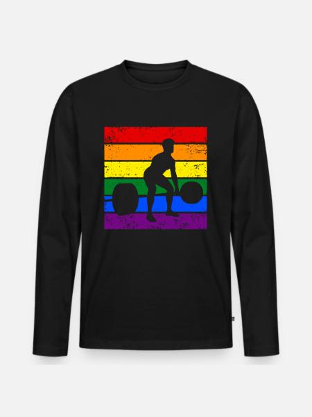 Weightlifting LGBTQ - Men's Premium Organic Long Sleeve Shirt - black