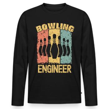 Ingénieur Bowling rétro - T-shirt manches longues Premium bio Homme - noir - Devant - Nico (187cm)
