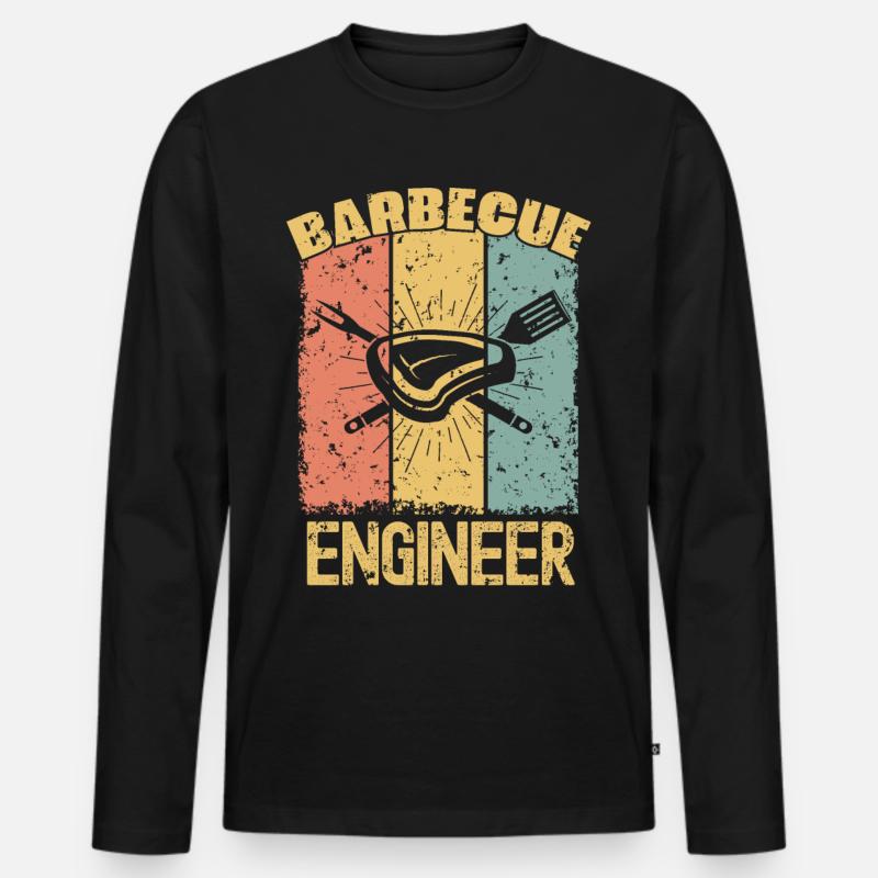 Barbecue Engineer retro - Männer Premium Bio Langarmshirt - Schwarz