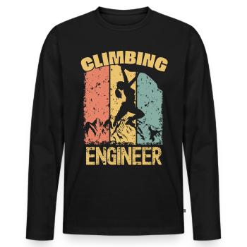 Ingénieur grimpeur rétro - T-shirt manches longues Premium bio Homme - noir - Devant - Nico (187cm)