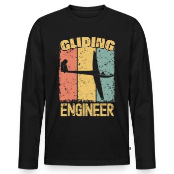 Ingénieur de vol à voile rétro - T-shirt manches longues Premium bio Homme - noir - Devant - Nico (187cm)