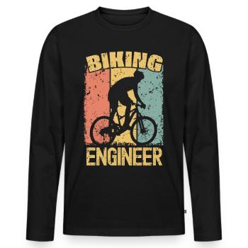 Ingénieur vélo rétro - T-shirt manches longues Premium bio Homme - noir - Devant - Nico (187cm)