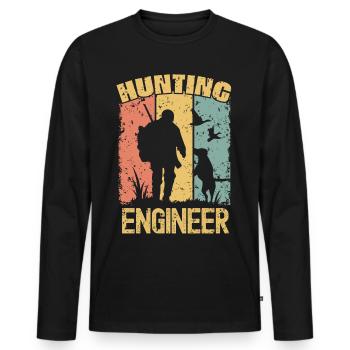 Ingénieur de chasse rétro - T-shirt manches longues Premium bio Homme - noir - Devant - Nico (187cm)